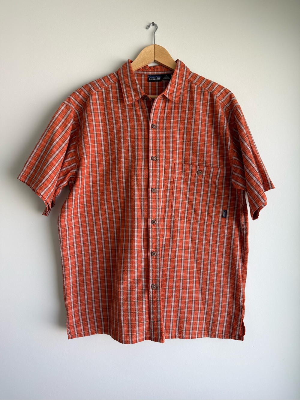 Patagonia Orange Plaid Short Sleeve Shirt Men’s M